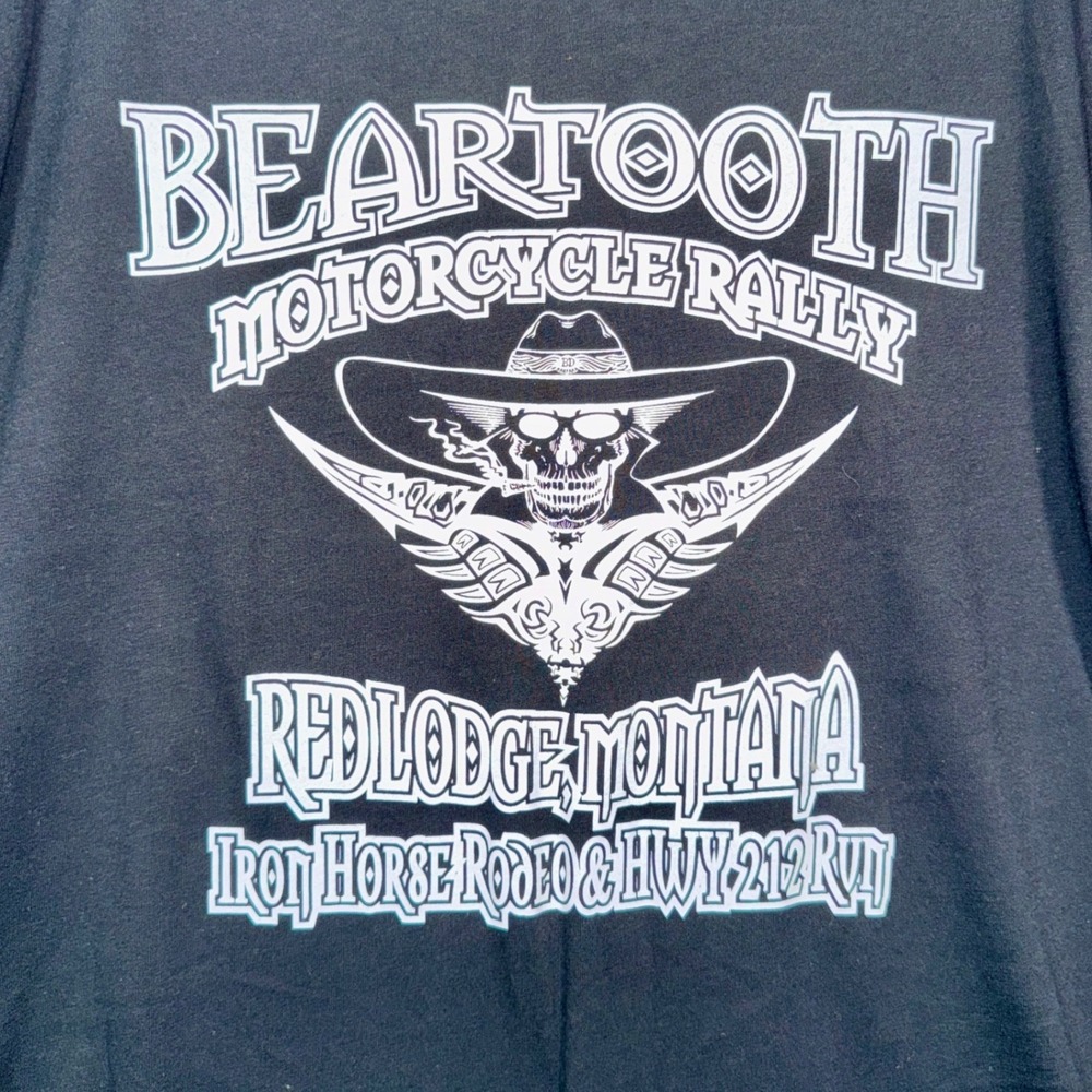 Beartooth Motorcycle Rally T Shirt XL Black Red Lodge Montana Skull Biker Tee